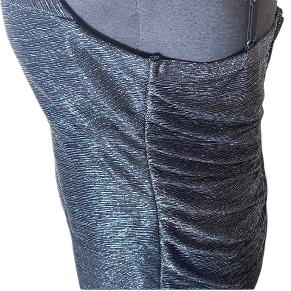 City Triangles Ruched Women's Dress Size Large Y2k 2000 Metallic Shimmer Blue - Picture 11 of 14